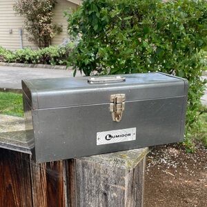 Vintage Lumidor 15" Metal Tool Box w/ Removable Inner Tray Gray Los Angeles